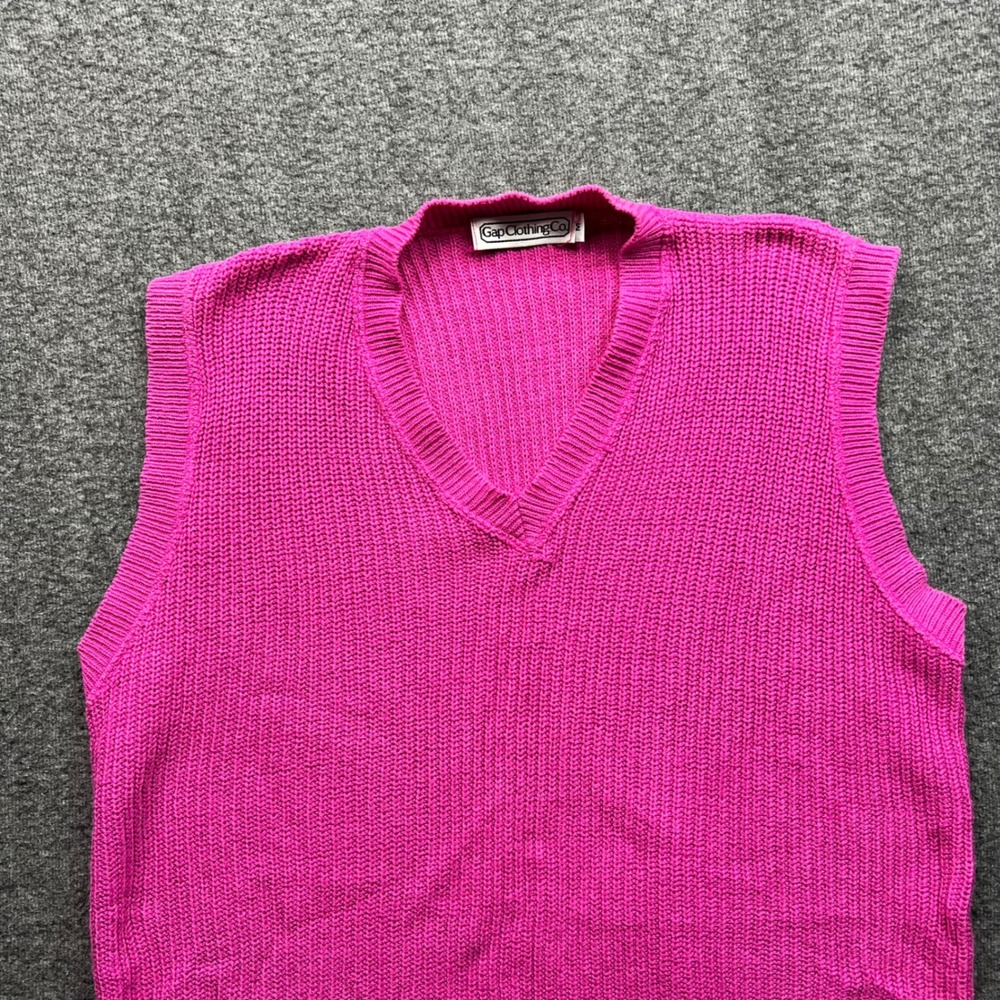 Vintage Gap Sweater Vest Womens Medium Pink 100% Cotton Shaker Knit Union USA - Picture 8 of 12